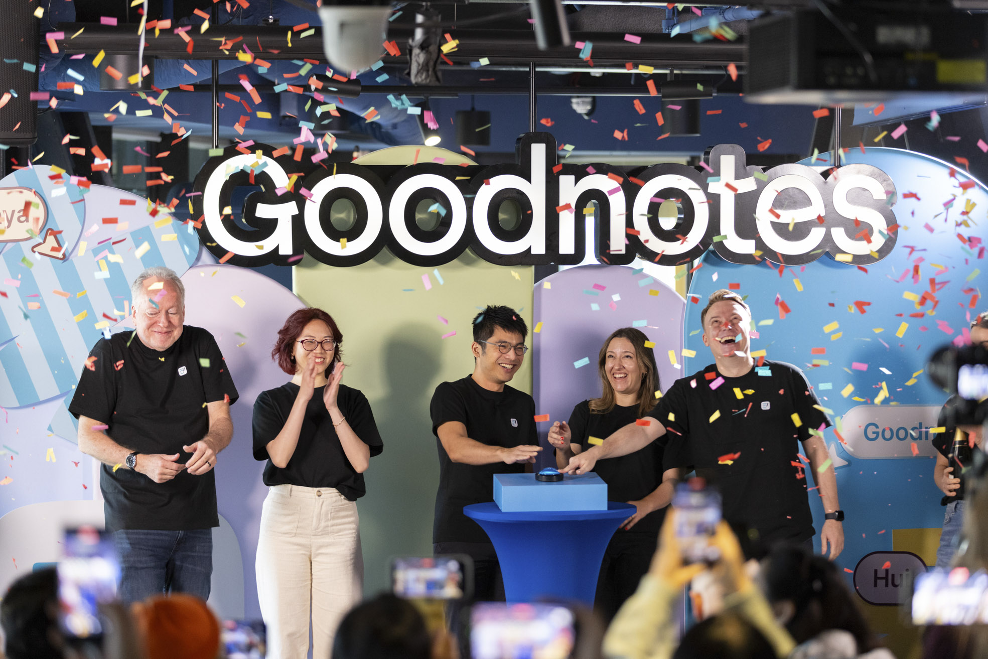 Goodnotes 2025 launch event: confetti at the button-pressing ceremony