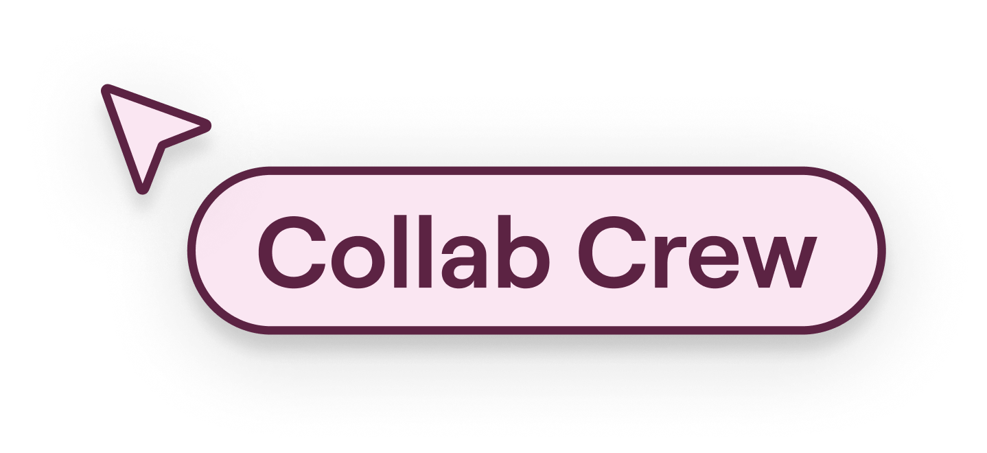 Collab Crew tag in Candy Floss with a cursor